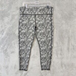 Gap Fit Capri Leggings Black White Jacquard Size Large Athleisure Yoga Workout